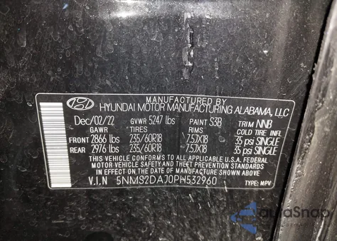2023 Hyundai Santa Fe Sel from USA, damaged, VIN 5NMS2DAJ0PH532960